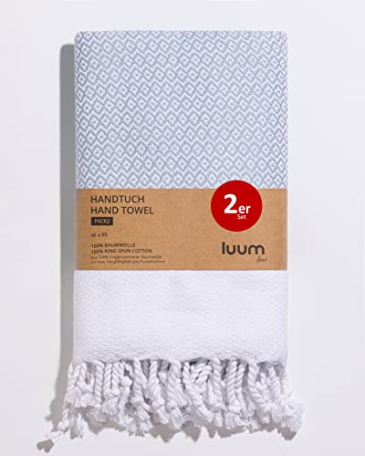 Luum® Juego de 2 toallas Hamam, juego de toallas deportivas, juego de toallas turcas, juego de toallas para el pelo, 100% algodón hilado en anillo, secado rápido, sin pelusas, 45x95, set de regalo