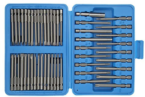 Juego de Puntas de Destornillador, 50Pcs Juego de Puntas de Seguridad Magnéticas Extra Largas, Juego de Puntas de Atornillar con Estrella,Embrague, Cuadradas, Planas, Hexagonales