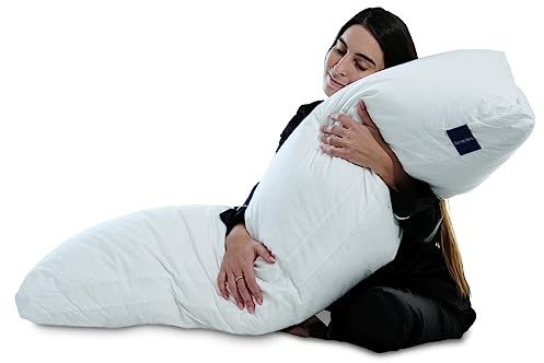 ACCURATEX Helkroppskudde för vuxna – strimlat minnesskum fast kroppskudde med mjukt fluffigt dunalternativ bomullsöverdrag – justerbara loft långa kuddar för sömn