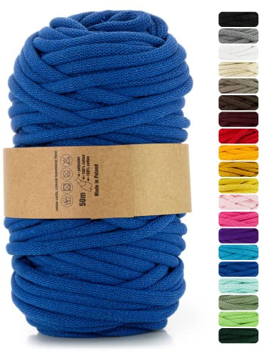 Netuno cordón de algodón con núcleo de poliéster Color Azul Oscuro 9mmx50m Cuerda Natural Hilo para Macrame atrapasueños decoración artesanía Bricolaje hogar Plantas Crochet Joyas Cordel Bolso