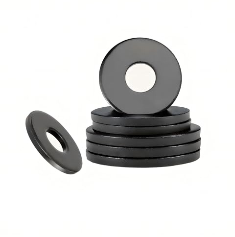 Qrity 20 Stück Flache Unterlegscheiben, M4 x 9mm, O Ring Distanzscheiben, Schwarz Dichtung Unterlegscheibe für Schrauben, Kohlenstoffstahl