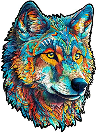 Holzpuzzle Erwachsene, 300 Teile Wolf Holz Puzzle Erwachsene, 41x29.7cm Wooden Puzzle, Unregelmäßige Einzigartige Puzzle, Holzpuzzle Tierform, Holz Puzzle Mit Geschenkbox Aus Holz