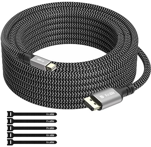 4K Mini DisplayPort to Mini DisplayPort Cable 25FT, [4K@60Hz, Gold-Plated Plugs, Nylon Braided], Mini DP to Mini DP Cable, Thunderbolt 1/2 Compatible, for MacBook Air/Pro, Surface Pro and More