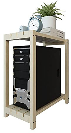 BinOxy Porta CP Fisso processore Carrello del Supporto, Legno Pc Stand da Terra a Torre Mobile 2-Livello Pc Supporto Torre, Design Universale Adatto al Desktop Pc Casi di Torre Supporto per CPU
