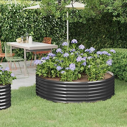 Blumenwanne Pflanztisch Balkonschrank Hochbeet Pulverbeschichteter Stahl 140x140x36 cm Anthrazit Geeignet für Gartenbalkone im Freien