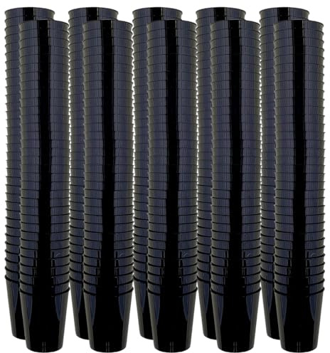 MIJOMA Lot de 320 verres à liqueur incassables, en plastique robuste, verres à shot jello, desserts, fête, mariage, anniversaire. Passe au lave-vaisselle, réutilisables, 29 ml (noir)