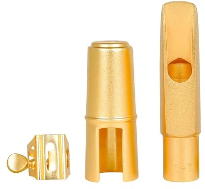 Saxophon Zubehör Professionelles Altsaxophon-Zubehör D-7 Mundstück Aus Mattgoldfarbenem Metall Mit Hutclip Und Aufbewahrungstasche