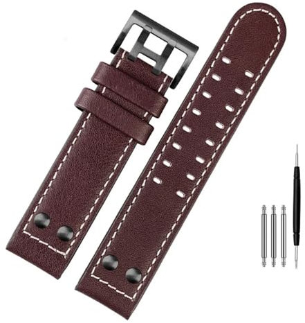 BANDKIT Uhrenarmband für Hamilton Khaki Fliegeruhr H77616533 H70615733 Uhrenarmband aus echtem Leder Jazz Field Herrenarmband 20 22 Militärstil, 22 mm, Achat