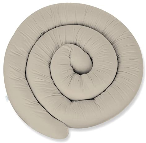 ekm trade XXXL 400 cm Bettschlange für Allergiker Bettkissen Stillkissen Bettrolle Zierkissen Bettumrandung Schlange Handmade 100% Baumwolle (8 – Beige, 400 cm)