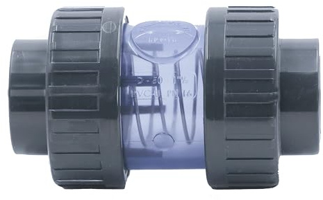 HAF 1x PVC Rückschlagventil Transparent mit 63mm | Klebemuffe x Klebemuffe | Kegelrückschlagventil aus grauem PVC-U | PN16 für PVC Rohr, Schwimmbad, Poolverrohrung, Druckleitung, Rohrleitung & Teich