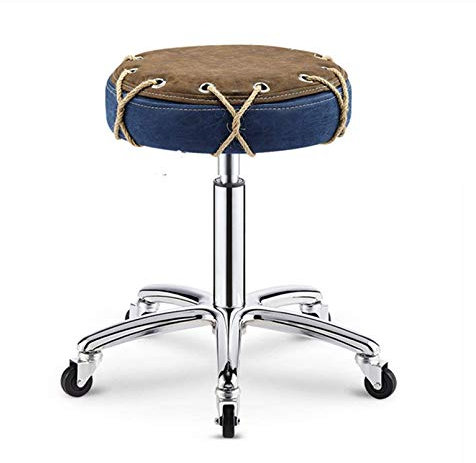 Rollhocker mit Rollen,360° drehbar,Hanfseil-Stuhl,verstellbar,für Labor,Salon,Spa,Zeichnen,Nagelunterricht,Leder,Dicke Sitzpolsterung,braun