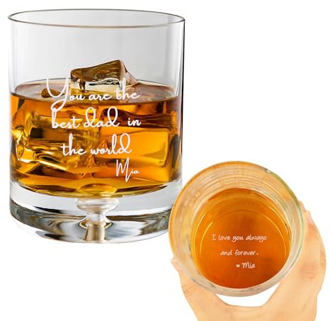 Godchoices Personalised Whiskey Glass,Bottom Engraved Personalised Whiskey Glass with Engraved Handwriting,Custom Whiskey Glasses with Logo or Text for Men Dad Husband