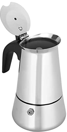 Lybunair Caffettiera portatile in acciaio inox per piano cottura, moka, caffettiera italiana, 2/4/6/9 tazze (100 ml, 200 ml, 300 ml, 450 ml) (100 ml)