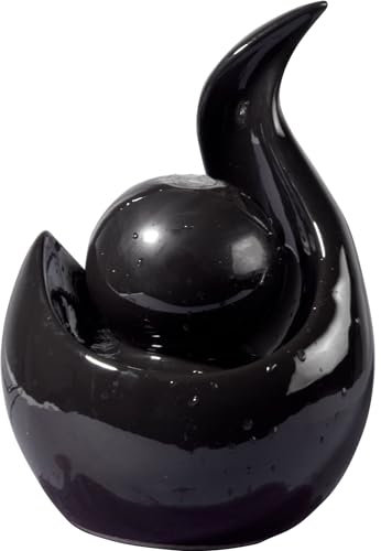 dobar® Fuente de cerámica para habitación de diseño (Incluye Bomba, 16,5 x 14,5 x 23 cm), Color Negro