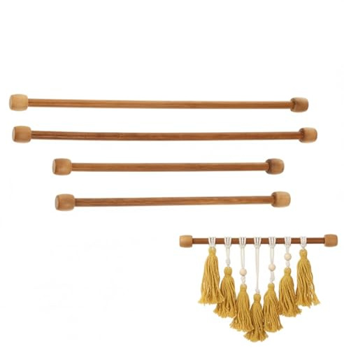 Gatuida Bamboo and Wood Tapestry Hanging Poles Set of 4 Smooth Rods for Wall Hanging Crafts Decorative Banner and Tapestry Accessories