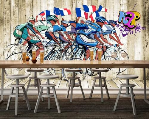 Kitquiver 3D Salle De Cyclisme Papier Peint Photo 3D Restaurant Salle De Santé Papier Peint Mural Salon Fond Auto-Adhésif Revêtement Mural Marché Wallpap 150x105cm