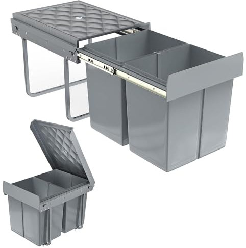 Built In Waste Collector with Telescopic Rails and Removable Bucket Waste Separation Cupboard Bin