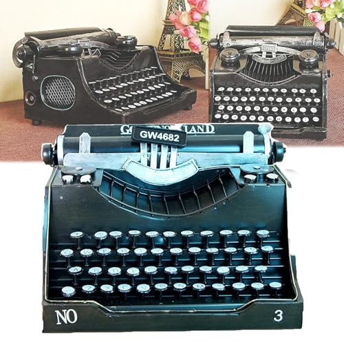 Antike Schreibmaschine - Kann Nicht Tippen, Alte Manuelle Schreibmaschine, Schreibmaschinenmodelldekoration, Klassisches Manuelles Kunstmodell, Vintage-Design/Literarische Retro-Kollektion (Schwarz)