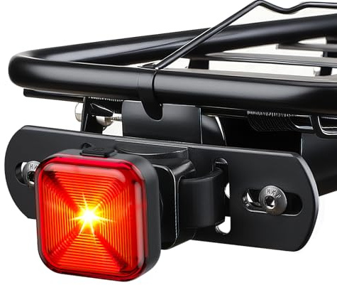 ONVIAN Bike Tail Light for Rear Bike Rack Mounting, USB Rechargeable LED Bicycle Rear Cycling Safety Flashlight, Waterproof Bicycle Tail Light with 5 Light Mode Options for Road Mountain