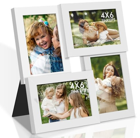 Tinkeps Collage Picture Frames, 4 Frames for 4x6 Photos, 6x4 Photo Frames Multiple Pictures for Wall, Multi Photo Frames for wall, White