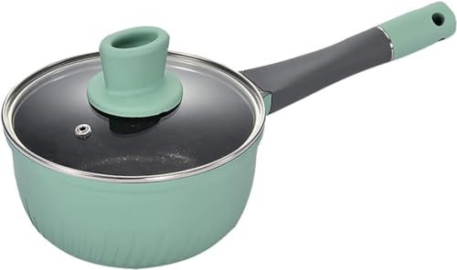 CHFYIJYHM Pentola per latte, pentole, antiaderente, mini pentola per il latte, per alimenti, cucina con coperchio laterale largo in acciaio inox