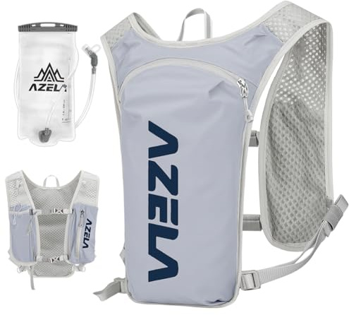 Flintronic Chaleco Hidratación Trail Running + 1.5 L Bolsa de Agua, Ultraligero Impermeable Mochila, para Deportes al Aire Libre, Correr, Ciclismo, Senderismo, Escalada, Gris