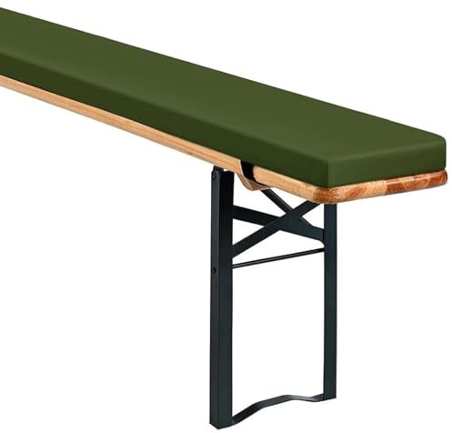 moismk Bierbankauflagen Wasserabweisend 220x25 180x30 170x30 200x30 Bierbankauflagen mit Reißverschluss und Druckknopfverschluss 3CM Dicke für Bänke in Haus und Garten(Dunkelgrün,170x30x3cm)