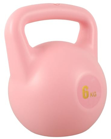 JOINPAYA Kettlebell 6kg per Allenamento Forza Impugnatura Antiscivolo in Pe, Design Rosa Chic, Attrezzi Palestra Casa per Tonificare i Glutei