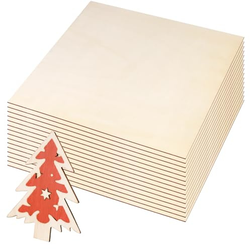 NGOSUET 15 placas de madera cuadradas de 30 x 30 cm, placas de madera de 2 mm para manualidades, placas de madera contrachapada para pinturas, manualidades, modelo