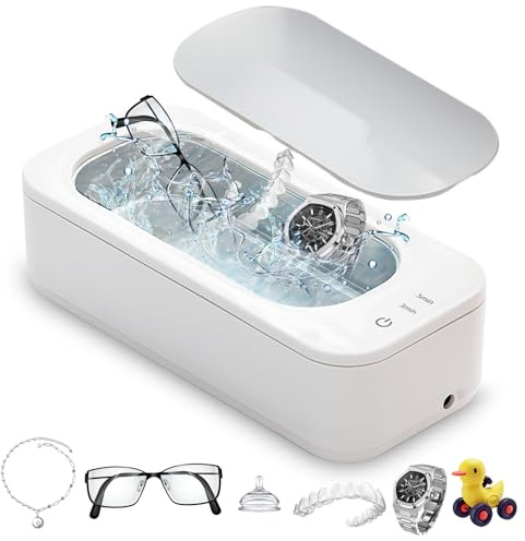 Nettoyeur à ultrasons, 47 000 Hz, 350 ml, pour nettoyer les lunettes, les prothèses dentaires, bijoux, bagues, pièces de monnaie, colliers