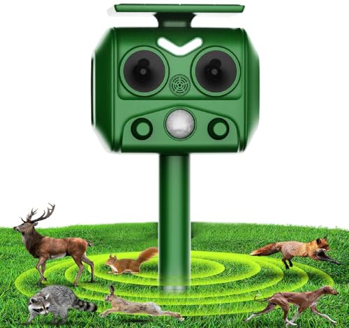 Répulsif pour Chats, répulsif à ultrasons à énergie Solaire IP66 étanche à fréquence réglable pour éloigner Les Animaux, 5 Modes réglable, répulsif pour Animaux à ultrasons