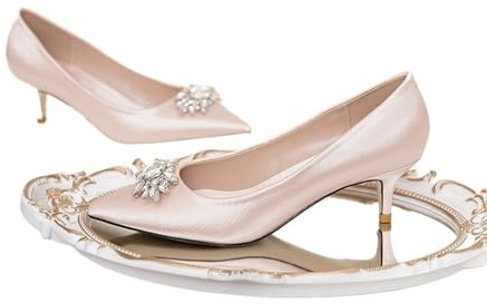 IOEUIWP Silke Brud Bröllopsskor Kvinna 5 cm Högklackade Kristallspänne Pumpar Loafers Stor Storlek 34-43, Champagne, 40 EU