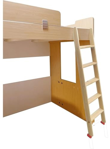 LSSHQ Wood Bunk Bed Ladder Loft Ladder High Durability & 150KG Weight Capacity Non-Slip Rubber Feet Includes Various Mounting Accessories for Dorms, Bedrooms(150cm/59in)