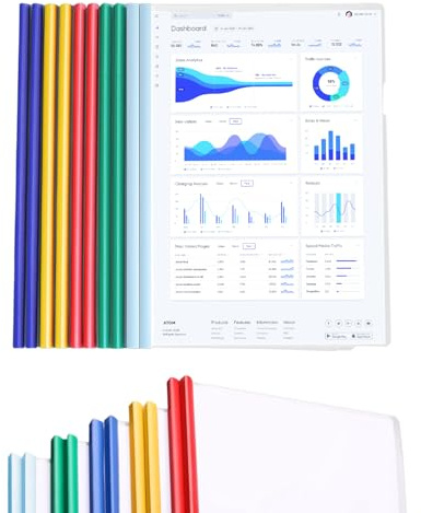 ZEXIJOW 10 Stück A4-Blattbinder, Transparente A4-Blattbinderrücken, 100-Blatt-Kapazität, Schiebebinder, Für Zuhause, Schule, Büro, Dokumente, Dokumenten-Organizer (Dunkel)