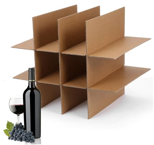 Sewroro 2 Sets Shipping Carton Dividers Moving Boxes for Glassware Wine Packing Divider for Moving Glassware Light Brown Corrugated Cardboard