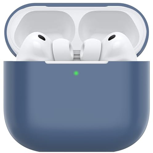 Nemteur Hülle für AirPods Pro 3, Thin Schützende Silikon Case für Air Pods Pro 3 2025 (USB-C) Skin Front LED Sichtbar Silicone Cover, Navy Blau