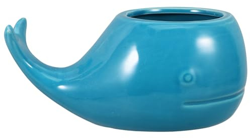 MOTHNUR Copa de Vino de Cerámica con Diseño de Cetáceo Azul Taza de Cóctel Portátil de Porcelana Ecológica Base Gruesa Antideslizante para Uso Hogar y Obsequio