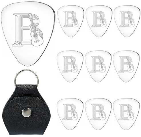 Personalisiertes Gitarrenplektrum B gedruckt Silber Gitarre Plektrum für Bass & Gitarre, Musiker Gitarrenspieler Geburtstag Weihnachten Thanksgiving Vatertag Geschenke