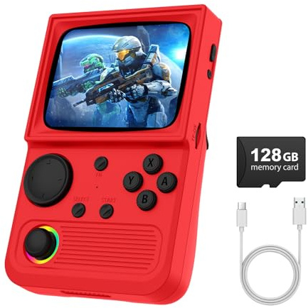 R36T - Consola de juegos portátil con pantalla inspirada en CRT de 3.5 pulgadas, consola de juegos retro portátil con más de 18000 juegos clásicos, consolas de videojuegos compatibles con lucha en red