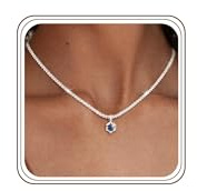 Maynor Geburtsstein Halskette Damen 925 Sterling Silber Kette Zirkonia Anhänger in 12 Farben,Personalisiert Wasserfest Mode Schmuck Ketten Geschenk für Frauen & Mädchen