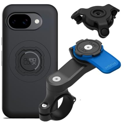 Quad Lock Motorcycle Handlebar Mount Kit with Vibration Dampener and MAG Phone Case for Pixel 10a