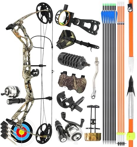 surwolf 30 compoundbåge,0~70lbs Bågskyttebåge och piluppsättning,Avdrag:80%,Vuxna jaktbåge,Målskyttebåge,med tillbehör för pilbågsfiske,Jakt (camo-set3, vänster)