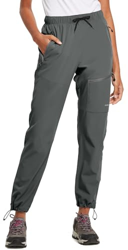 BALEAF Pantaloni Trekking Donna UPF 50+ Asciugatura Rapida Pantaloni Cargo Donna Traspiranti Impermeabile Grigio S