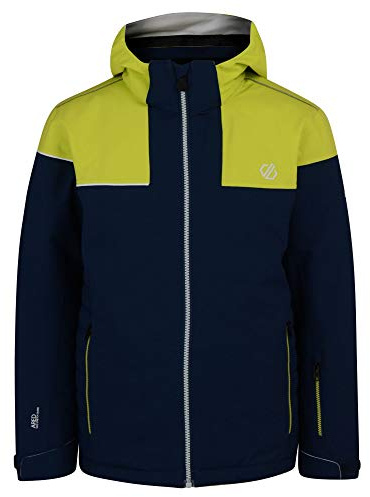 Dare2B Barnens svans vattentät och andningsbar hög loft isolerad hopfällbar skid- och snowboardjacka med snökjol och reflekterande detalj amiral blå/Citron lime, 14 år