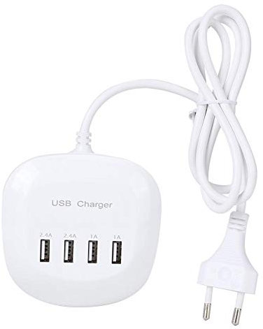 Stazione di ricarica USB Caricabatterie da parete USB a 4 porte multi alimentazione Hub caricatore USB 100-240 V per più dispositivi Presa multipla a ricarica rapida con spina e cavo (Unione Europea)