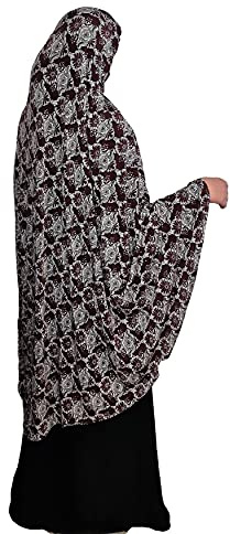 Yaqeen XL Khimar lång hijab för Muslimah en del stretchig huvudduk lycra material chadors arabien islamisk bön klänning muslimska sjalar kroppsskydd, Brun, XL