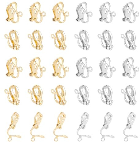 UNICRAFTALE 40 Stück (20 Paar) Edelstahl-Ohrstecker, Golden & Edelstahl Farbring Ohrringe Befunde, Clip-On-Ohrring-Konverterkomponenten Für Nicht Durchbohrte Ohren Ohrring, Ca. 12 mm Lang, 1.2mm Loch