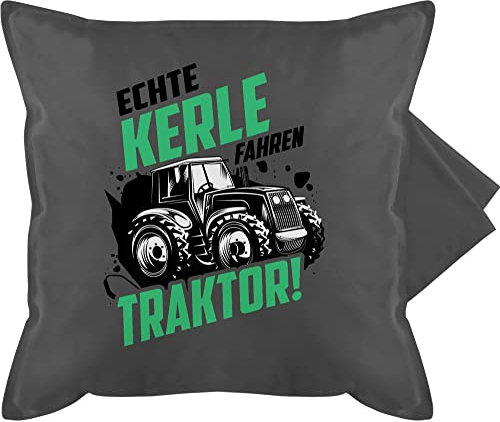 Shirtracer Kissenbezug - Traktoren - Kissen - Echte Kerle Fahren Traktor Trecker Landwirt Bauer Geschenk - 50 x 50 cm - Grau - Geschenke für männer kissenhüllen Landwirtschaft Landwirte kuschelkissen