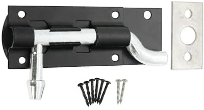 Garden Gate Shed Door Cranked Necked Tower Barrel Bolt Catch Black 4 6 8 (102mm 4 Inch Bolt)