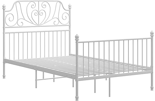 vidaXL Bettgestell Metallbett Schlafzimmer Bett Doppelbett Schlafzimmermöbel Bettrahmen Lattenrost Pulverbeschichtetes Metall Weiß 120x200cm